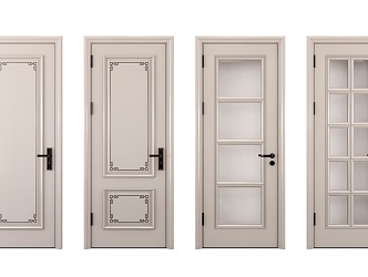 Modern swing door single door solid wood door combination 3d model