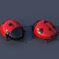 Cute Two Red Ladybug Dolls With Black Spots On Gray Background 3d model