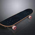 Black Skateboard With Wooden Edge White Wheels And Red Hubs For Daily Use