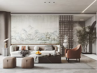 New Chinese Living Room 3d model