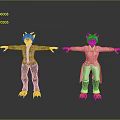 Anthropomorphic Cartoon Characters With Horns Yellow Claws And Black White Costumes