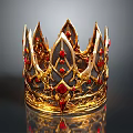 Ornate Golden Crown Adorned With Red Gemstones For Home Decoration