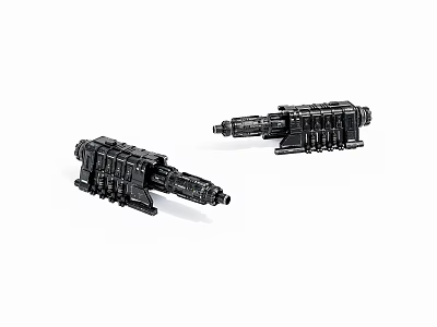 Detailed Black Mechanical Weapon Models With Intricate Structure And Two Pieces 3d model