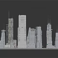 Detailed Modern City Architecture Model Featuring Tall Skyscrapers And Urban Buildings