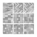 Creative Garden Decor With Various Gray Tile Patterns And Geometric Designs 3d model