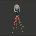 Stable Modern Floor Lamp With Red Tripod Base Metal Head And Transparent Shield