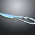 Metallic Sharp Knife With Unique Twisted Handle And Reflective Surface On Black Background