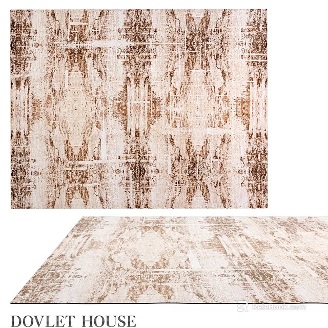 Vintage Abstract Square Carpet With Beige And Brown Intricate Patterns 3d model 