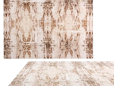 Vintage Abstract Square Carpet With Beige And Brown Intricate Patterns 3d model