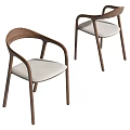 Modern Minimalist Dining Chairs With Wooden Frame Upholstered Seat And Curved Backrest Design