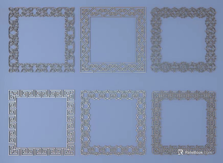Elegant Intricate Carved Frame Designs With Various Decorative Patterns And Borders 3d model 