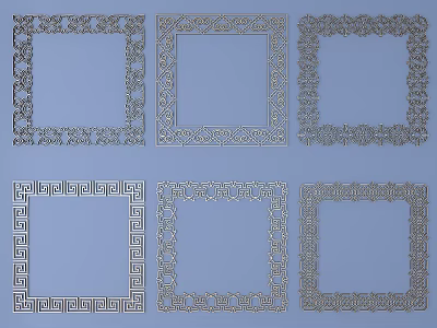 Elegant Intricate Carved Frame Designs With Various Decorative Patterns And Borders 3d model