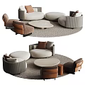 Modern Sofa and Coffee Table Set With Round Top and Cozy Fabric Seats