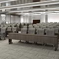 Modern Conference Room Interior With Spacious Layout Arranged Tables Chairs Linear Lighting And Projection Screen