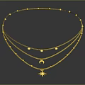 Elegant Gold Layered Necklace with Moon and Star Pendant Design