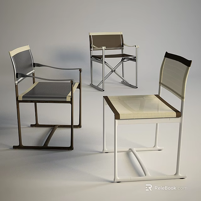 Modern Single Chair Designs With Metal Frames And Different Color Options 3d model 