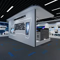 Modern Exhibition Hall With Printer Displays And Electronic Devices Showcase 3d model