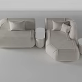 Modern White Fabric Sectional Sofa With Matching Side Tables And Decorative Pillows