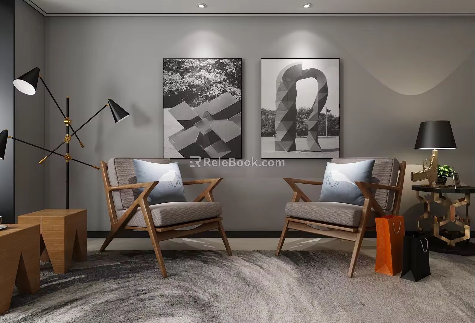 Modern leisure sofa combination chair 3d model