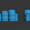 Assorted Collection of Blue Drums with Black Lids in Various Sizes