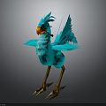 Blue Mythical Bird With Decorative Feathers Standing Orange Beak And Golden Claws