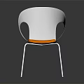 Modern Leisure Chair With Curved White Backrest Orange Seat And Chrome Metal Legs