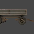 Vintage Wooden Trailer With Open Cargo Bed And Metal Wheels Structure