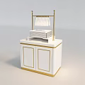Luxury White Display Counter Shelf With Gold Trim For Buffet Tableware And Napkin Storage