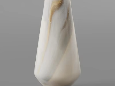 White Beige Marble Texture Vase With Fresh Decorative Flowers For Home Decor 3d model