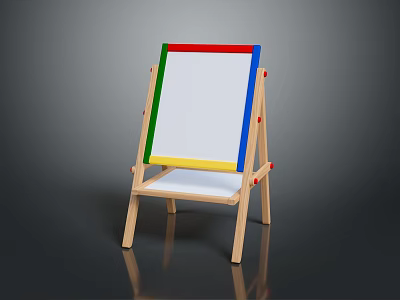 Wooden Frame Colorful Border Computer Drawing Tablet With White Drawing Area And Tray 3d model