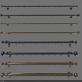 Curtain Accessories Featuring Various Metal Curtain Rods With Decorative Finials In Black And Gold