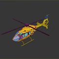 Bright Yellow Helicopter With Rotors Blue Tail Rotor And Landing Gear