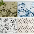 Square Rugs With Various Botanical Branch Abstract Geometric Diamond Patterns In Different Colors
