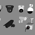 Surveillance camera monitor spherical camera infrared monitor probe monitoring combination 3d model