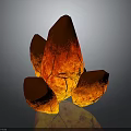 Red Glowing Crystal Stone Decor With Multiple Pointed Structures And Reflective Base 3d model