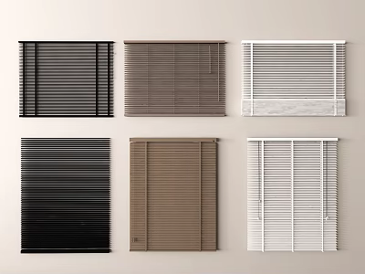 Stylish Interior Blinds in Black Brown White Colors for Home Decoration Options 3d model