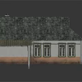 Single Family Detached House With Green Roof White And Orange Walls Multiple Windows And Chimney
