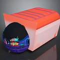 Colorful Spherical Decorative Item With Orange Striped White Box And Smooth Surface Design