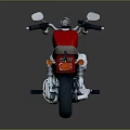 Shiny Red Cruiser Motorcycle With Brown Leather Seat Chrome Engine And Black Wheels