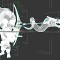 Cartoon Game Character Holding Bow With Blue Wolf Shaped Arrow In Action Pose