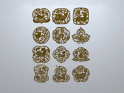 Traditional Intricate Carved Window Designs With Various Decorative Patterns And Motifs 3d model