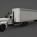 White Commercial Freight Truck With Long Enclosed Cargo Trailer For Transportation