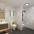 Modern Other Bathroom Interior Design With Marble Walls Toilet Sink And Grab Bars