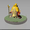 Banana King Character With Golden Crown Red Cape And Scepter On Green Grass