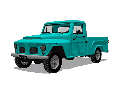 Vintage Teal Pickup Truck With Classic Design And Retro Exterior Features 3d model