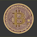 Decorative Ornament Set with Golden Bitcoin Symbol and Electronic Cash System Inscription