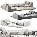 Light Gray Modern Modular Sectional Sofa With Soft Cushions And Throw Blanket 3d model