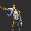 Game Movie Character Holding Musket With Brown Hair And Blue Coat
