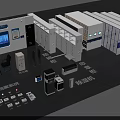 Public Facilities Featuring Lockers Dehumidifiers Display Screens And Storage Equipment 3d model