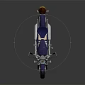 Vintage Blue Motorcycle With Leather Seat Spoked Wheels And Gold Accents